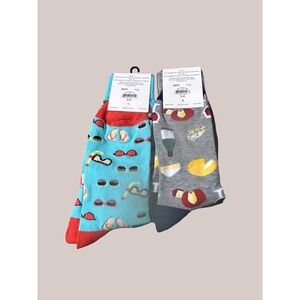 Twisted Toe Novelty Crew Socks 4 Pair Bundle Wine Beer Summer OS NEW